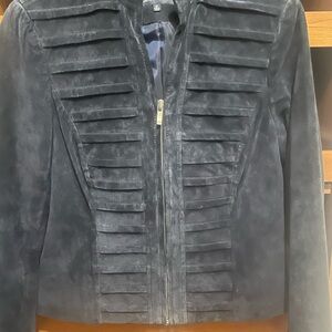 Jones New York Suede navy blue jacket